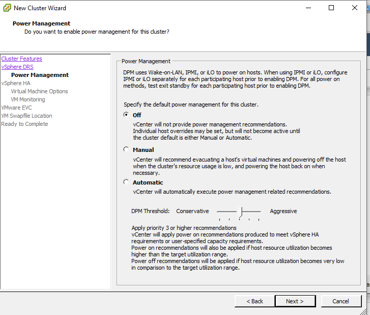 vSphere DRS Power Management