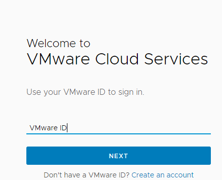 VMware Cloud Services Login Page