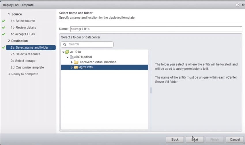 NSX Manager Name and Datacenter