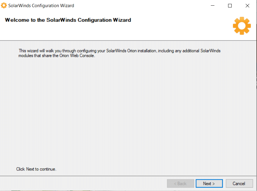 SolarWinds Configuration Wizard