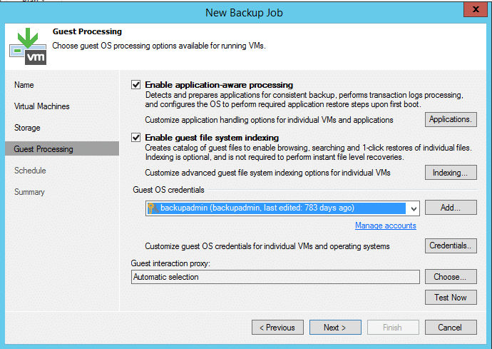 Guest processing settings