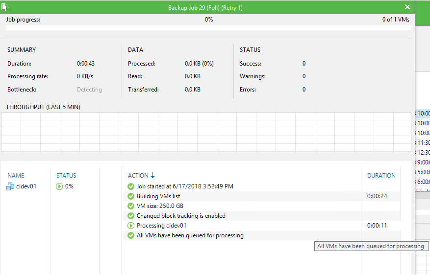 Backup progress