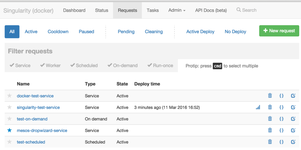 Singularity platform UI